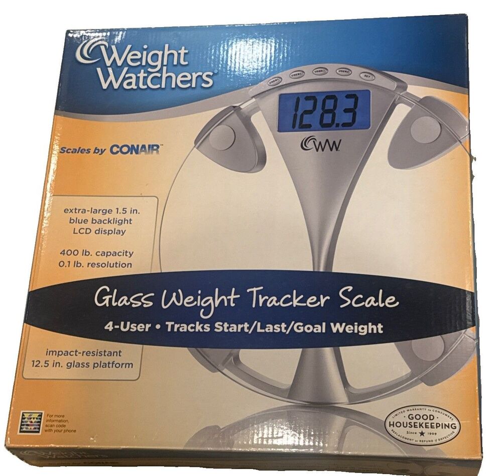 Weight Watchers WW Conair Digital Glass Bathroom Scale 400lb Backlit NEW In Box